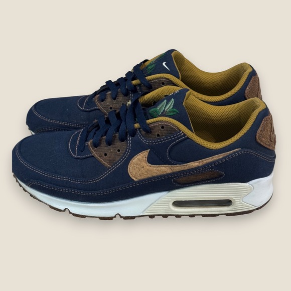 Nike Air Max 90 SE Cork Sneakers Navy Blue DD0385-400 Men's Size 10.5 - Picture 1 of 9